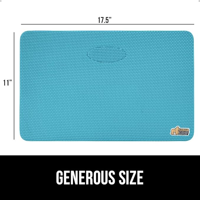 GORILLA GRIP Extra Thick Patent Pending Soft Foam Kneeling Pad, Supportive Large Cushion Knee Pads for Gardening, Baby Bath, Dirt and Water Resistant, Workout and Garden Supplies, 17.5x11, Turquoise