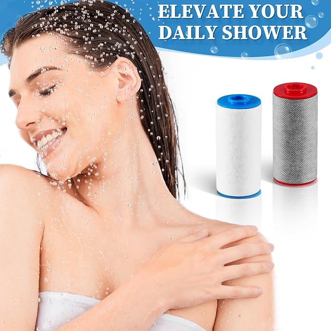 Replacement Cartridges Full Set Compatible with Weddell Duo Shower Filter,Shower Filter Cartridges to Reduces Impurities,Keep Healthy Shower Water for Skin & Hair(1R+1B)
