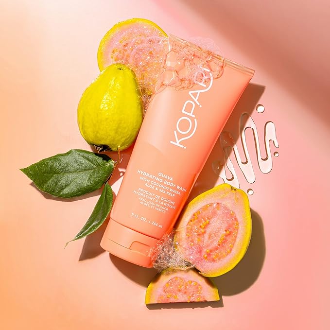 Kopari Guava Hydrating Body Wash | Lathers Foaming Wash Cleanses Without Stripping Moisture or Natural Oils | Coconut Water, Aloe & Sea Kelp | Vegan Sensitive Skin Non Toxic Paraben Free