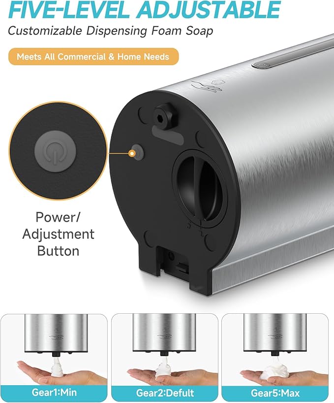AIKE Wall Mount Automatic Foam Soap Dispenser 25 OZ Commercial Large Capacity Stainless Steel Model AK1205FA(Brushed)