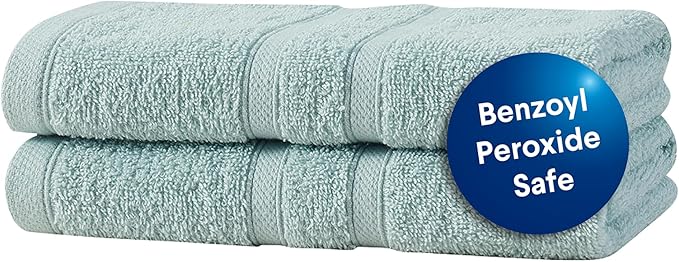 CLOROX Bleach Friendly Towels, Quick Dry, 100% Cotton Hand Towels (16" x 26"), Highly Absorbent Soft Lightweight, Ideal for Everyday Use, Easy to Wash (2 Pack, Mineral Blue)