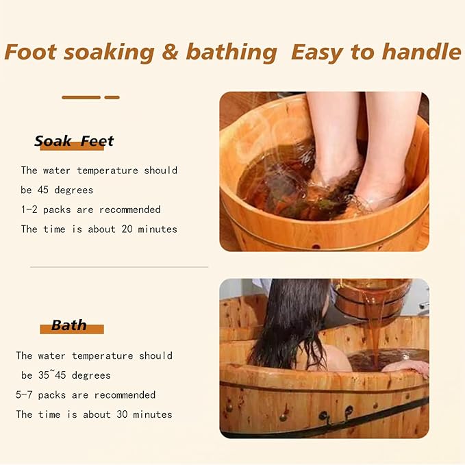 30 Pack Herbal Foot Soak Bags -Natural Ginger Mugwort Foot Detox Soak ,Body care herbal package Soothes Tired ,Chinese Herbal Foot Bath Spa Gift for Men & Women艾草生姜中药泡脚包 (32 Ounce (Pack of 1), 28)