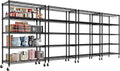 PrimeZone 4 Packs 36" W x 16" D x 79" H Wire Storage Shelves with Wheels, 5 Tier NSF Certified Heavy Duty Adjustable Kitchen Shelving Unit, Pantry Organizer Rack Rolling Metal Shelf for Garage Closet