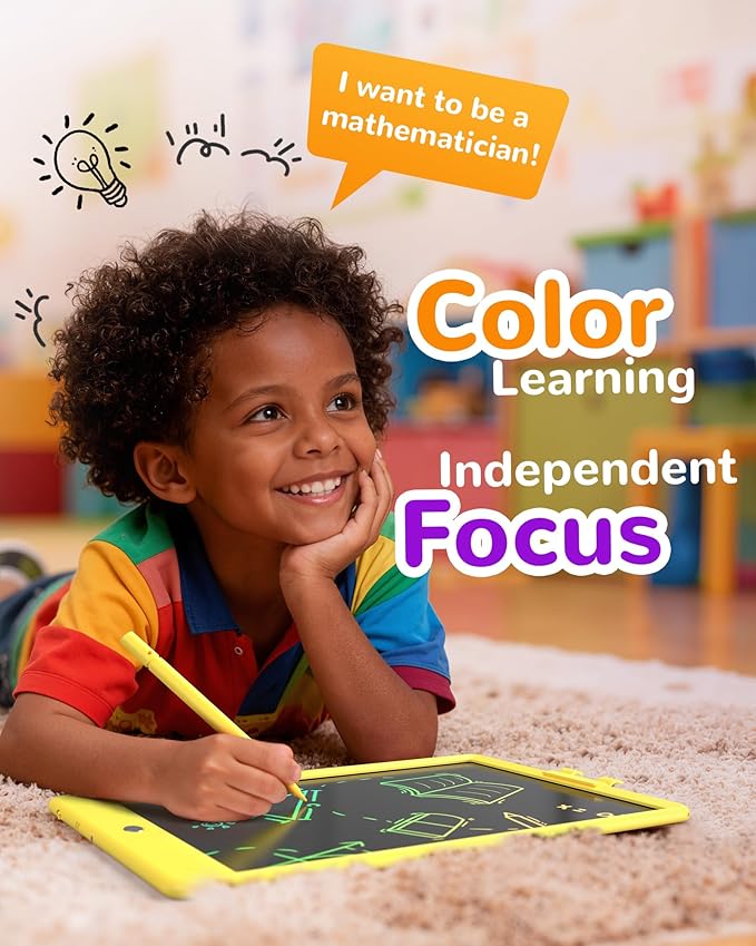 KOKODI LCD Writing Tablet, 10 Inch Colorful Doodle Board Drawing Tablet, Erasable Reusable Electronic Drawing Pads, Educational and Learning Toy for 3-6 Years Old Boy and Girls