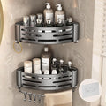 VOLPONE Corner Shower Caddy Adhesive Shower Shelf Corner No Drilling Bathroom Shower Organizer Storage Rack Rust-proof with Towel Bar (2-Pack, Gray)