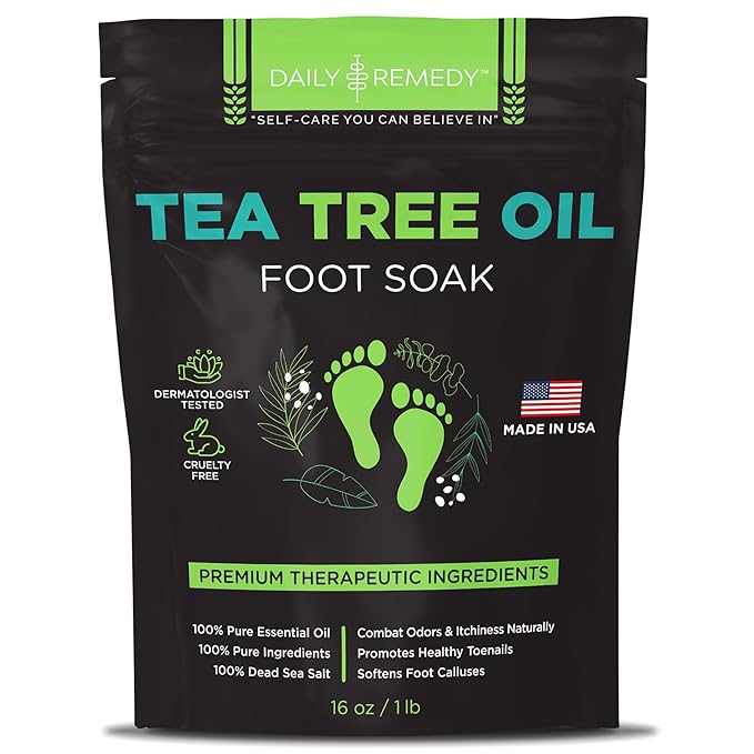 Tea Tree Oil Foot Soak with Epsom Salt - Made in USA - 16 Ounces