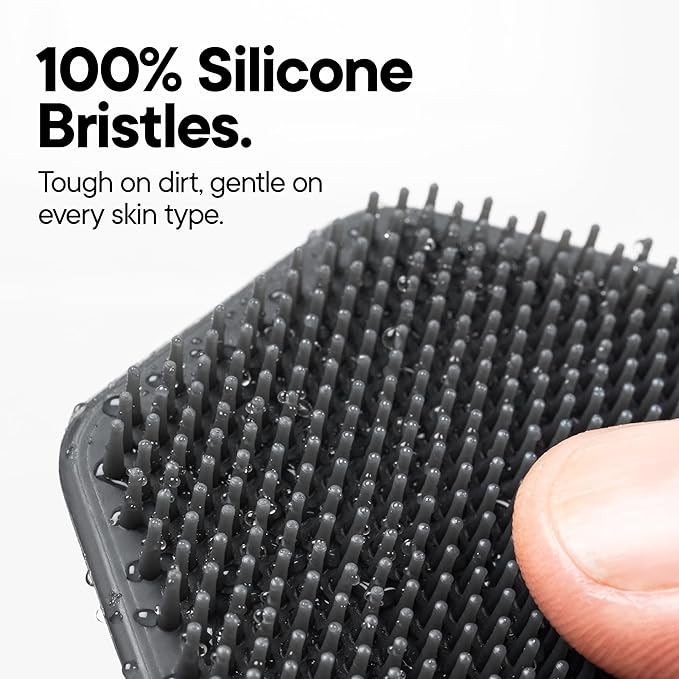 TOOLETRIES Men's Face Scrubber - Premium Silicone Facial Cleansing Brush, Gentle Exfoliator Pad & Soft-Touch Massager - Removes Dead & Dry Skin - Long Lasting Shower Accessories - Charcoal