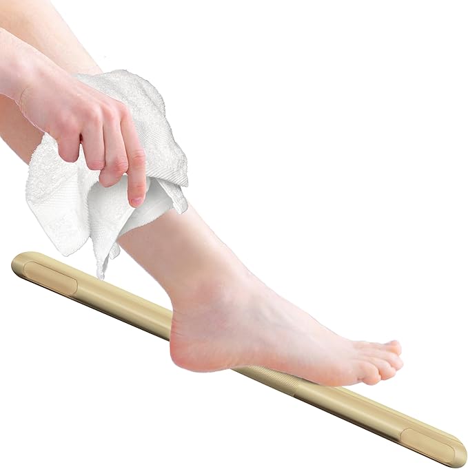 Shower Foot Rest, Corner Shower Bar for Shaving Legs, Wall Mounted Hotel Shower Foot Ledge, Brass Bar Bathroom Foot Step (Satin Brass)