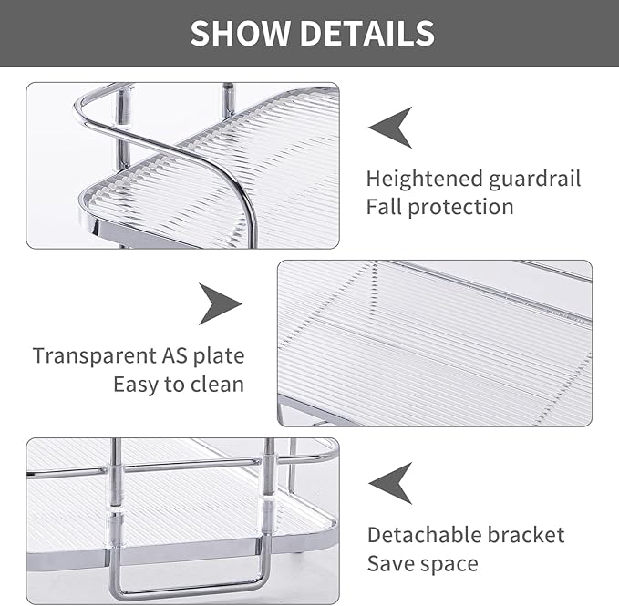 Seoneiro 2 Tier Corner Bathroom Counter Organizer, Cosmetic Skincare ，Bathroom Countertop Perfume Tray Vanity, Kitchen Spice Corner Storage Shelf