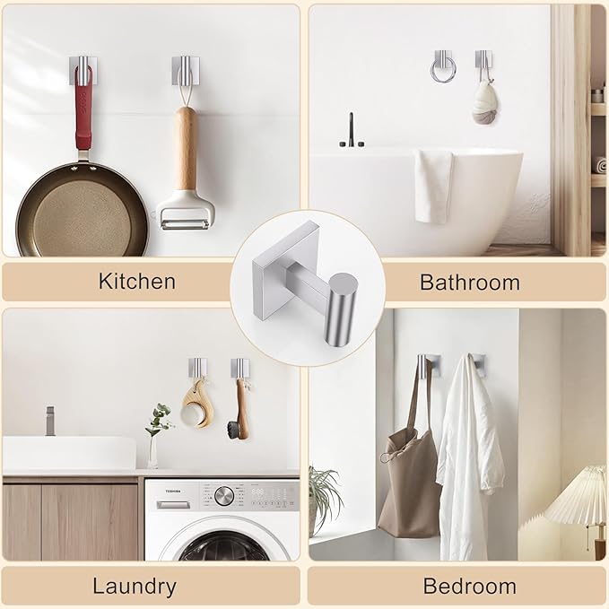 5-Piece Brushed Nickel Bathroom Hardware Set, SUS304 Stainless Steel Bathroom Accessories Set 23.6 inches Towel Bar, Toilet Paper Holder with Shelf, Towel Ring and Two Towel Hooks Wall-Mounted