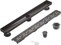 HEATGENE 24-Inch Linear Shower Drain in Venetian Bronze - Stainless Steel Rectangular Shower Floor Drain - Removable Decorative Cover - Adjustable Leveling Feet - CUPC Certified