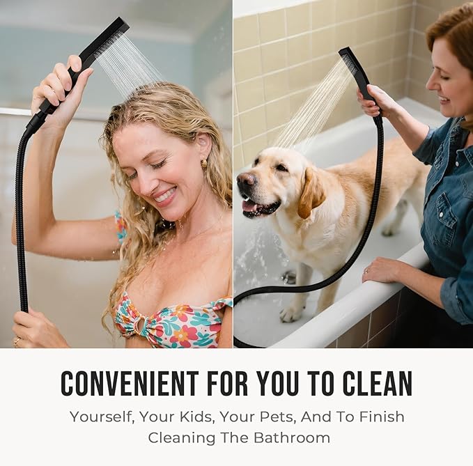 G-Promise All Metal 10" Dual Square Shower Head Combo | Rain Shower Head | Handheld Shower Wand | Adjustable | 3-Way Diverter | 71" Extra Long Hose - A Bathroom Upgrade (Matte Black)
