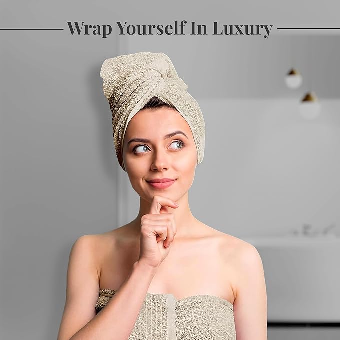 Tens Towels Pack of 4 Extra Large Bath Towels 30 x 60 Inches, 100% Cotton, Larger & Lighter Weight, Quicker to Dry, Super Soft and Absorbent, Perfect for Bathroom, Beige