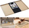 URMONA Waterproof Silicone Under Sink Mat 28'' x 19'' Shelf Liner for Kitchen and Bathroom, Cabinet and Counter Protector, Storage and Organizers, Litter Mat, Pet Cat Puppy Essentials(Khaki)