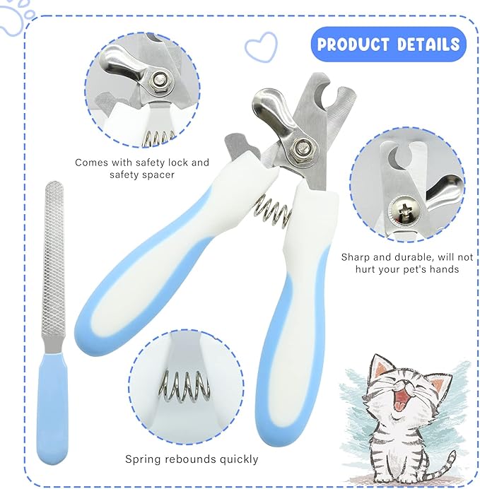 Pet Grooming Kit with Slicker Brush Bath Massage Glove Brush Pet Shedding Comb Nail Clipper Trimmer 6 Piece Set for Rabbit Kitten Guinea Pig Cat Chinchilla Ferret Small Animals