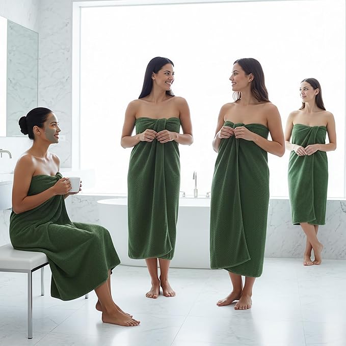 REDKISS 4 Pack Premium Bath Towels, Plush Coral Fleece Towels for Bathroom, Extra Large Bath Towels Set of 4 (35 x 70 in), Super Soft Highly Absorbent Fluffy Shower Towels for Spa, Gym, Travel, Olive