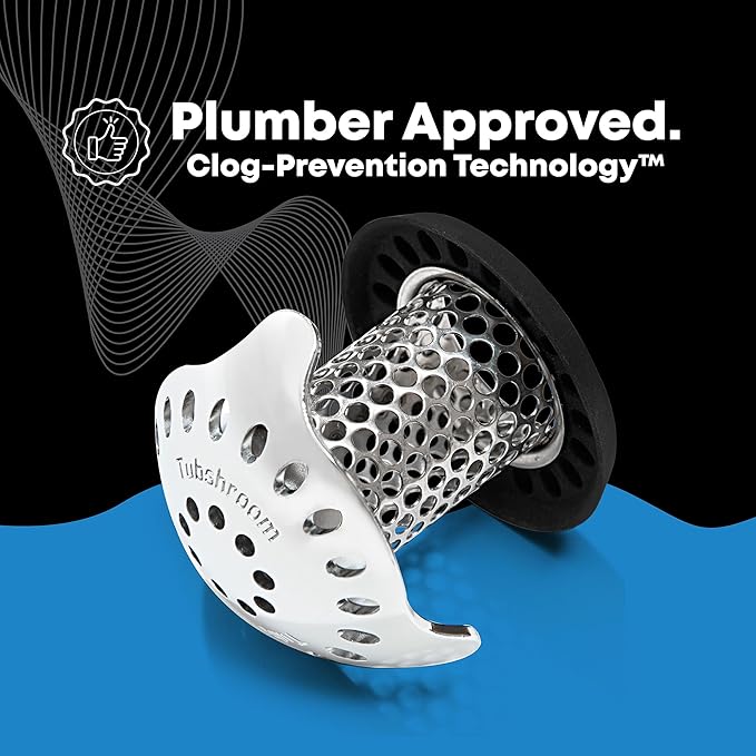 TubShroom Ultra Revolutionary Bath Tub Drain Protector Hair Catcher/Strainer/Snare Stainless Steel, Single Pack