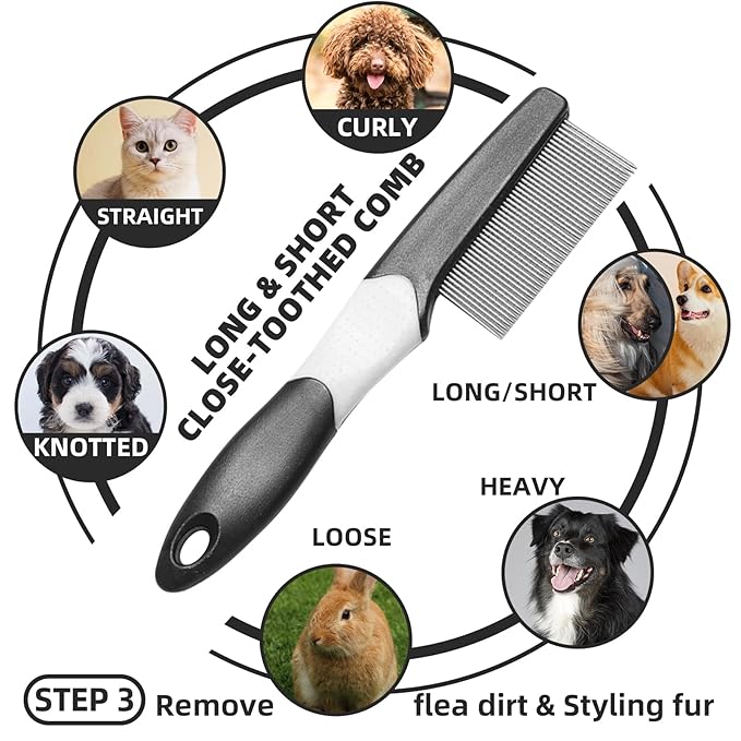 Dog Brush for Shedding, 7 PCS Dog Grooming Brush Kit, Undercoat Rake, Slicker Brush, Deshedding Comb, Bath Brush, Nail Clipper for Long & Short Haired Dogs & Cats, Black