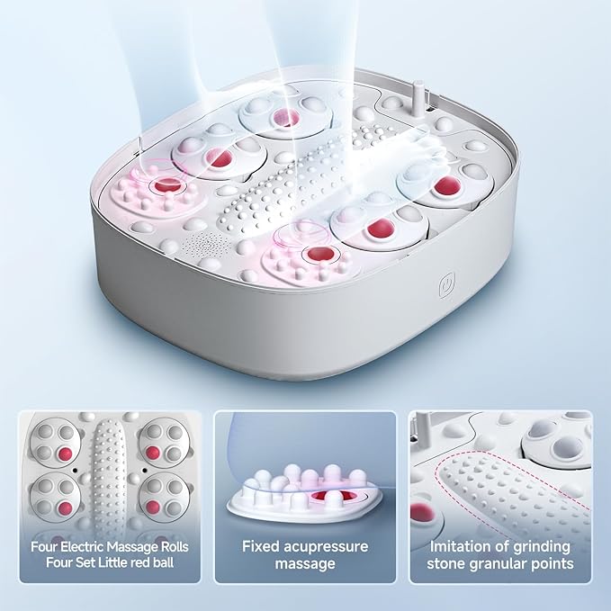 Collapsible Foot Spa Massage with Water and Electricity Separation System,Foot Bath with Three Level Temperature Control,Bubble,Remote,Red Light,Timer,and Four Set Electric Massage Balls