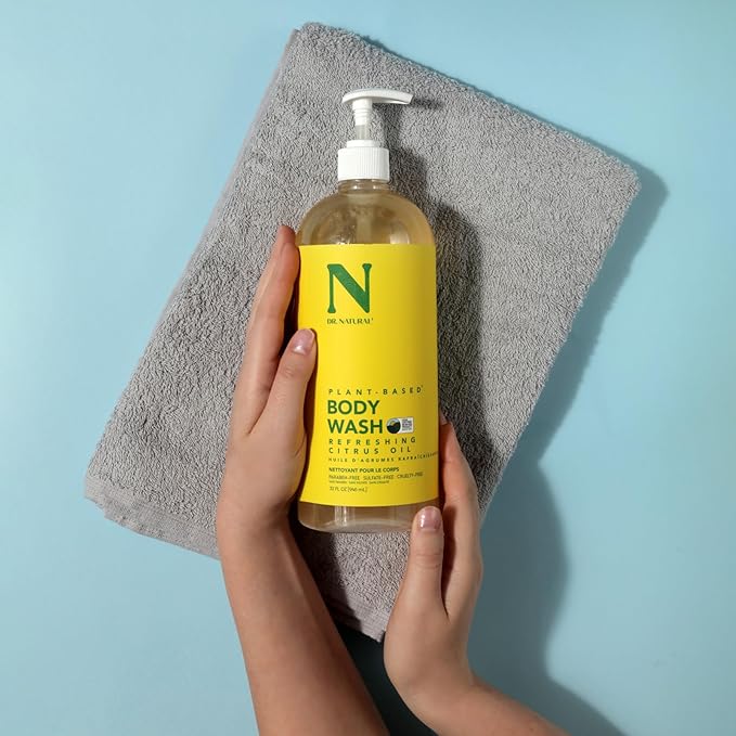 Dr. Natural Body Wash, Citrus, 32 oz - Moisturizing Body Wash for Dry Skin - Pure Plant-Based - with Organic Shea Butter - Hypoallergenic