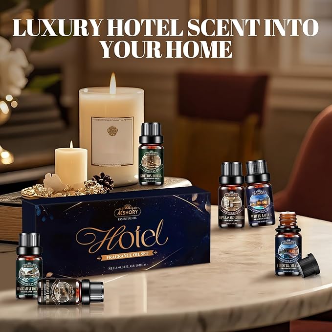 Hotel Diffuser Oils Gift Set,6x10M Luxury Essential Oil for Diffuser, Fragrance Oil Blend Hotel Scent for Soap & Candle Making