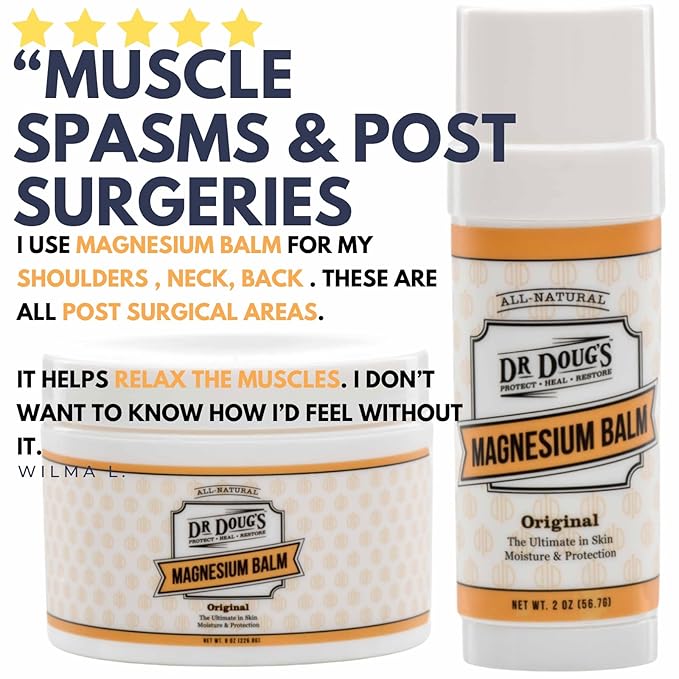 Dr. Doug's Magnesium Balm – Organic Magnesium Lotion (8 oz) for Soothing Muscle & Nerve Relief with Organic Peppermint & Lavender Scent – Apply to Legs, Arms, Chest | Non-Greasy, All-Natural Formula