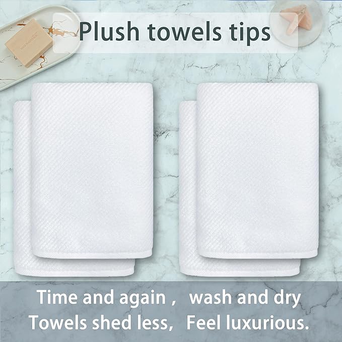 Luxury Bath Towels, Bath Towels Set of 4, Large 30" x 56" - 100% Cotton | Quick Dry | Light Weight | Thick | Soft | Absorbent, Luxury Shower Towel Sets for Bathroom, Towel Gift Set, White