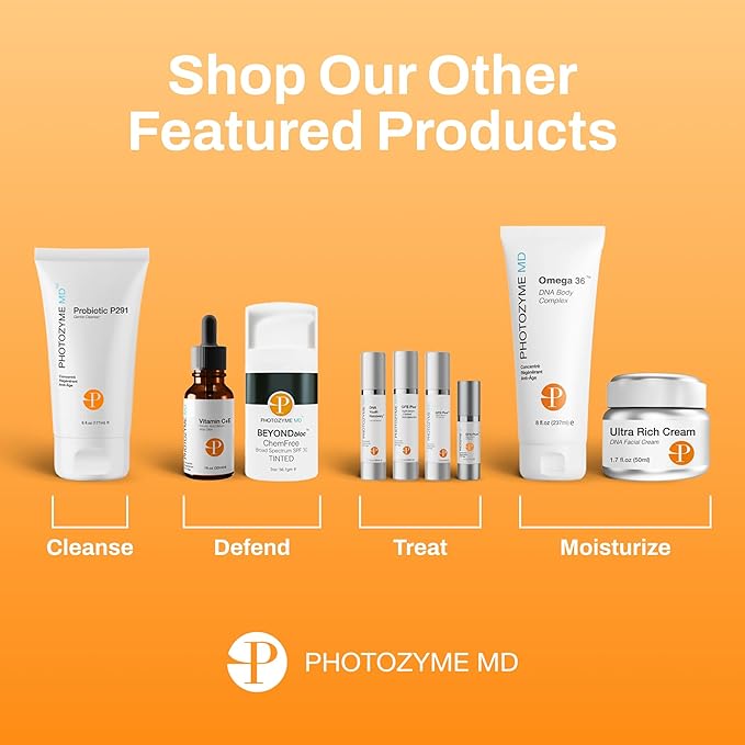 Photozyme Omega 36 Body Complex – Anti-Aging Body Cream with Omega 3,6, Ceramides & DNA Repair Enzymes – Hydrating, Firming, Nourishing, Fragrance Free, Unscented – 2 fl oz