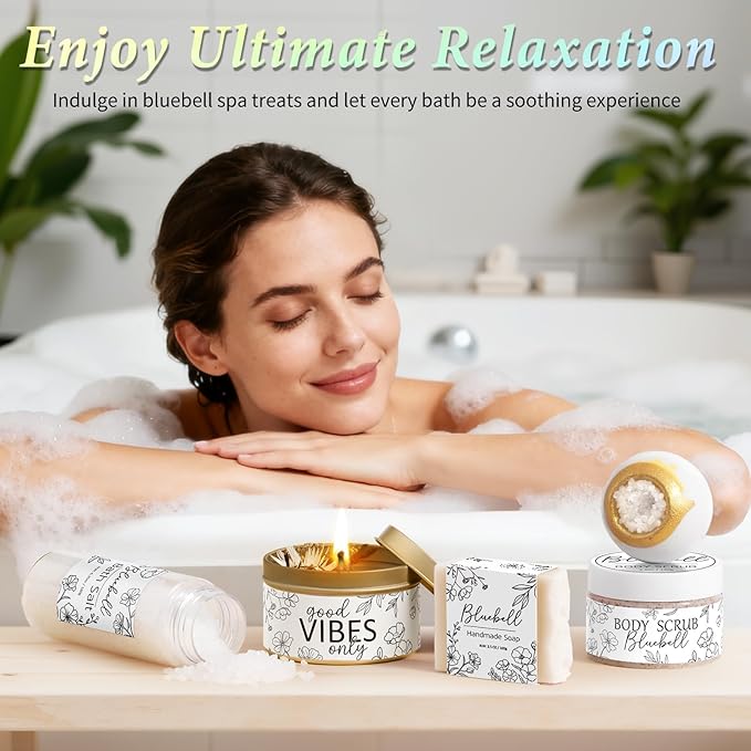 Spa Gifts for Women Bath Gift Set, BlueBell Relaxing Spa Gift Baskets Home Bath Set Self Care Kit Care Package Thank You Christmas Birthday Gifts for Women Mom Her Friend Sister Teen Girl Wife Grandma