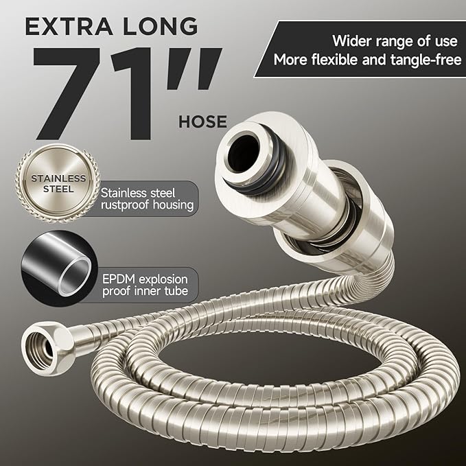 Veken Wide Brushed Nickel Rain Shower Head with Handheld, High Pressure Rainfall Showerhead Combo with Arm for Bathroom Accessories, Home Decor, Detachable Dual Shower with Multi Modes Handheld Spray
