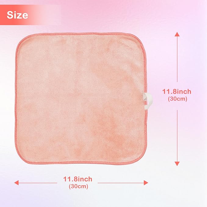 Nugilla Makeup Remover Cloth 12 x 12 Inch, Reusable Makeup Remover Towels for Washing Face, 6 Pack Washable Microfiber Face Cloth Fast Drying Washcloth, Coral
