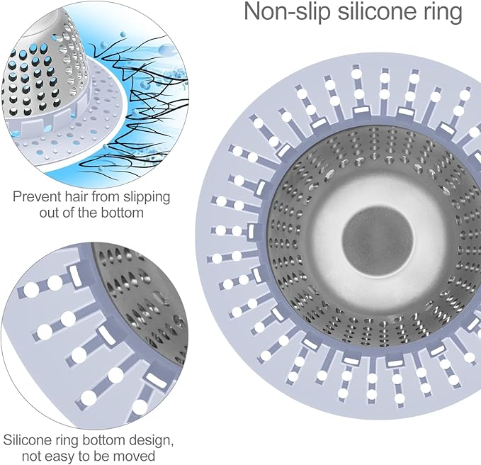 LEKEYE Shower Drain Hair Catcher/Bathtub Drain Cover/Drain Protector for Pop-Up & Regular Drains(Light Blue)
