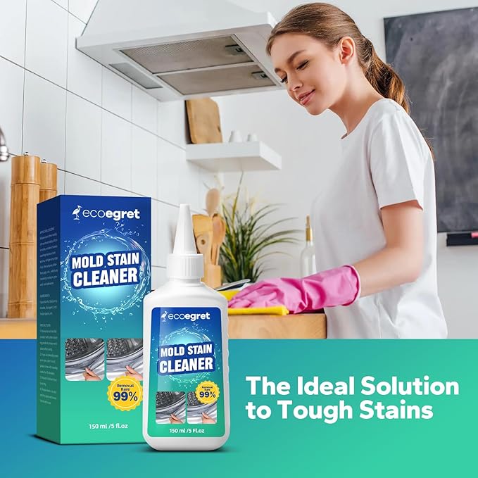 Mold Stain Remover Gel (5 Fl Oz), Multifunctional Mold Stain Remover, Heavy Duty Stain Gel Cleaner for Front Loader Washing Machine Seal, Bathroom Grout, Shower, Caulk