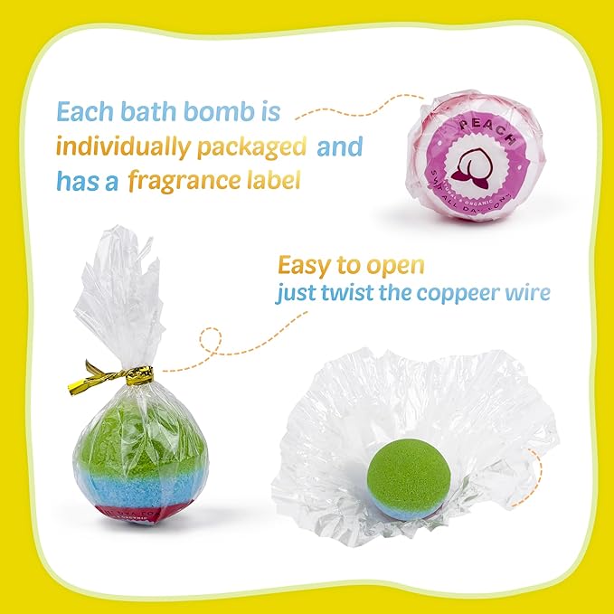 Bath Bombs for Kids with Toy Inside, 30 PCS Natrual and Organic Bubble Bath Bombs with Glow-in-The-Dark Surprise Inside, Perfect Handmade Birthday, Party, for Boys and Girls.