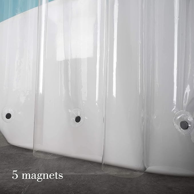 EurCross 72 x 108 inch Extra Long Clear Shower Curtain Liner with 5 Magnets,PVC Free Thick EVA Shower Liner, Heavy Duty Weighted Clear Shower Curtain for Bathroom 108 inch Length