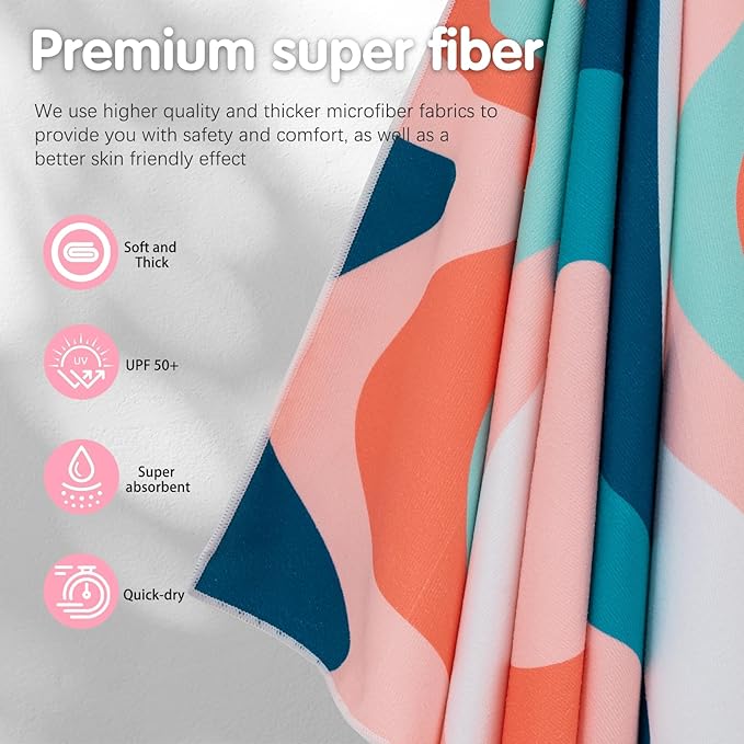 PY SUPER MODE 2 Pack Beach Towel - 75 x 35 inches Quick Dry Microfiber Beach Towels Oversized, Lightweight Soft and Absorbent Bath Towel Suitable for Swimming Pool Camping for Adults