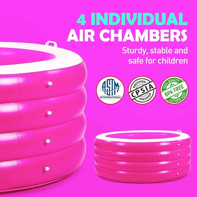 Biange Blow Up Pool, 72" X 30" Deep Round Inflatable Swimming Adult Pool, Backyard Inflatable Pool for Kids Swimming, Pink