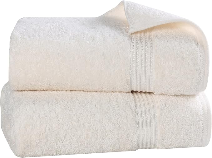 Superior Egyptian Cotton 2-Piece Bath Sheet Towel Set, Oversized Body Towels For Adults And Kids, Large Towel For Bath, Shower, Guest Bathroom, Spa, Gym, Resort, Essentials, Airbnb, Ivory