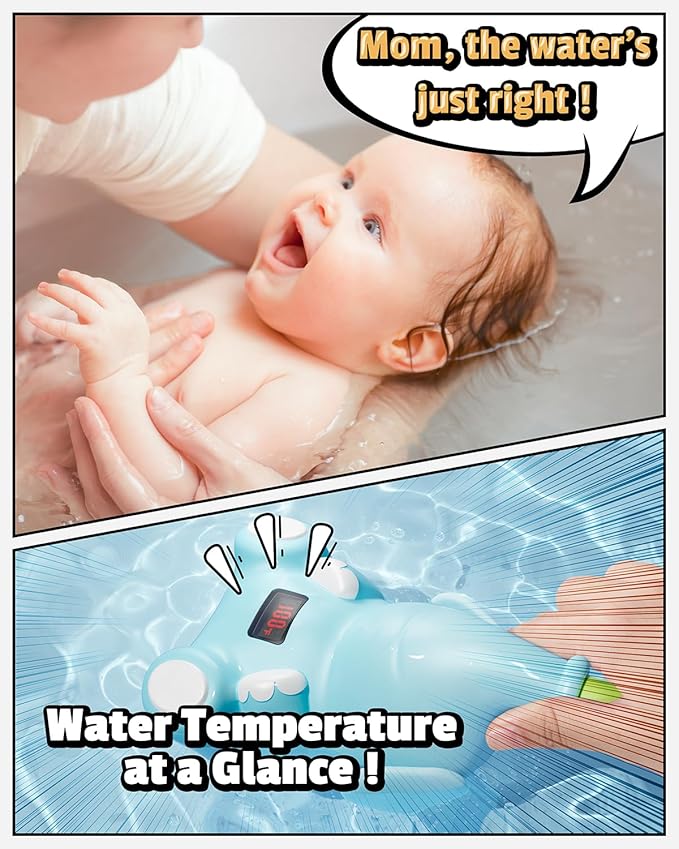 HEMRLY Baby Bath Toys, LED Water Temperature Display, Bath Toys for Infants 6-12 Months with Three Shower Heads, Baby Shower Head for Bath IPX7 Waterproof , Baby Gift for Girls & Boys, Automatic V1