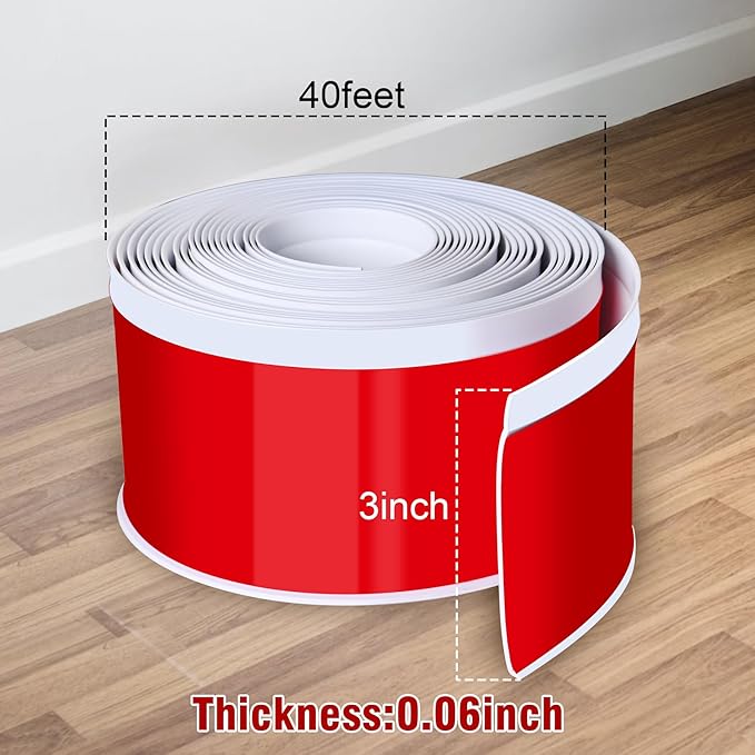 Vinyl Baseboard Molding Trim 3 Inch x 40 Feet Peel and Stick Baseboard Trim Flexible PVC Cove Base Moulding Self-Adhesive Trim for Garage Bathroom Cabinet Floor Walls, White