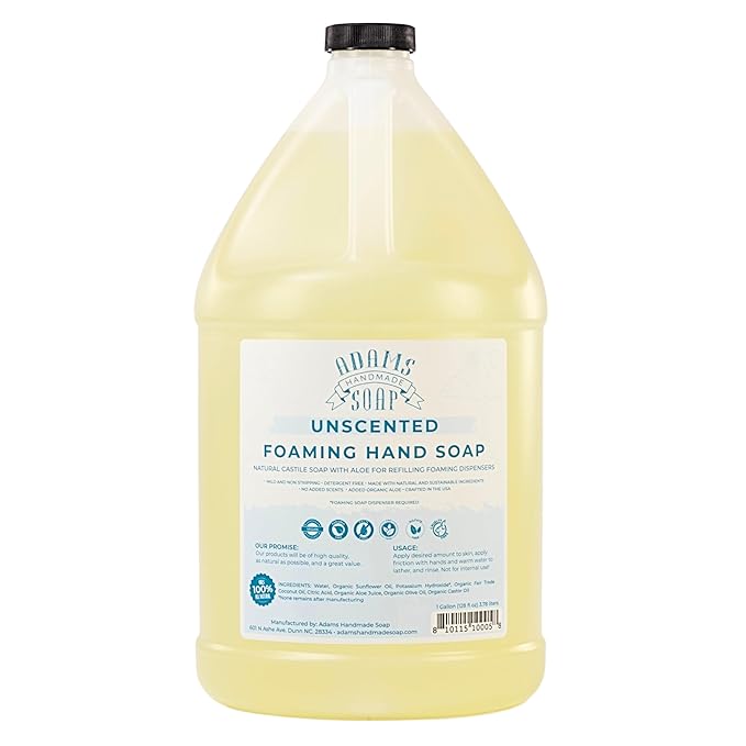 Adams Handmade Soap Thin Castile Foaming Liquid Hand Soap 1 Gallon Refill - Unscented