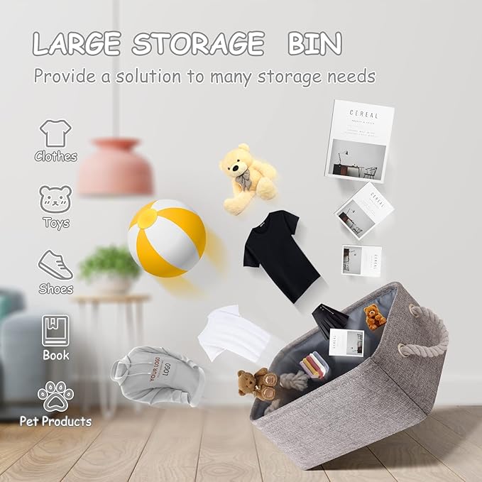 TheWarmHome Storage Bins - 3PCS Fabric Storage Baskets for Organizing Shelves | Large Basket Closet Organizer for Home Shelf Dog Laundry Organization | Collapsible Storage Cubes W/Handles