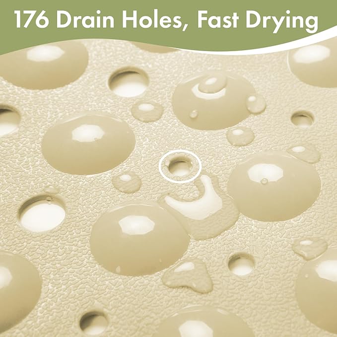 AmazerBath Shower Mat Non Slip 40 x 16 Inches, Shower Stall Mats with Suction Cups and Drain Holes, Non Slip Bath Mat for Tub for Elderly & Kids, Beige