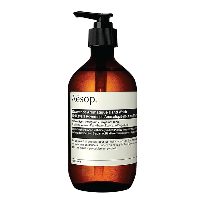 Aesop Reverence Aromatique Hand Wash | Woody, Earthy, Smoky | Gentle Exfoliating Cleanser For Renewed Skin | 500mL / 16.9 oz