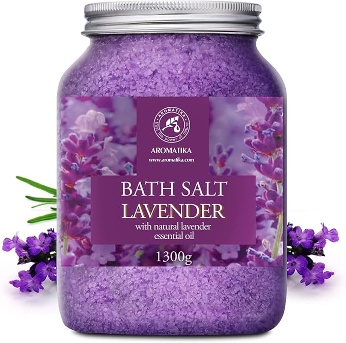 Sea Salt Lavender with Natural Lavender Essential Oil 46 Oz - Lavender Bath Salts - Lavanda Salt 1300g - Best for Good Sleep - Stress Relief - Beauty - Relaxing - Bathing - Body Care
