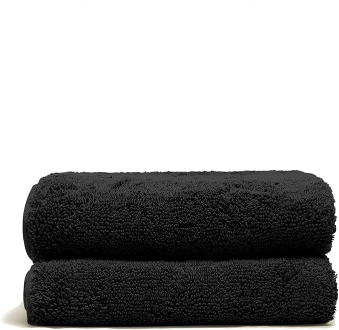 Italic Ultraplush 100% Australian Cotton Hand Towels - Set of 2 Luxury Hand Towels, Ultra Soft and Highly Absorbent 800GSM Towels for Bathroom,Shower, Hotel, and Spa (Black)