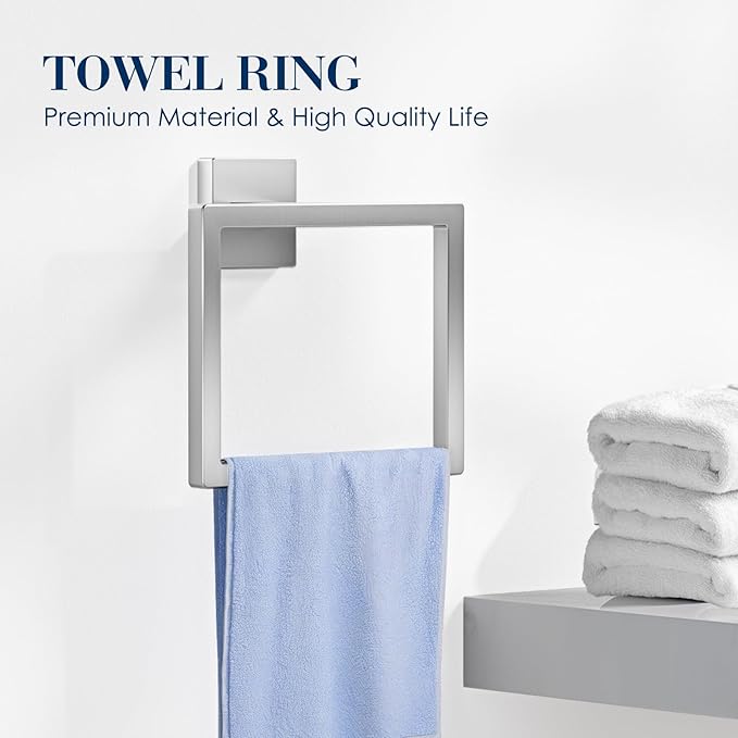 10-Pieces Bathroom Accessories, SUS304 Brushed Bathroom Accessory Set, Nickel Towel Racks for Bathrooml, Stainless Steel, Wall Mounted Towel Rack&Toilet Paper Holder&Towel Ring and Towel Hook