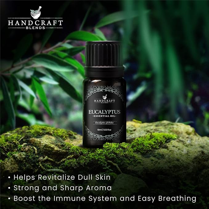 Handcraft Blends Eucalyptus Essential Oil – 0.33 Fl Oz – 100% Pure and Natural – Premium Grade Essential Oil for Diffuser and Aromatherapy, Skin, Massage, Candle and Soap Making Fragrance