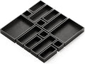 SpaceAid 14-Piece Bamboo Drawer Organizer Storage Boxes Set, Wood Tray Junk Drawer Organizers Multi-Use Divider Bins for Kitchen, Bathroom, Office Desk and Makeup Organization (14 Pack, Black)