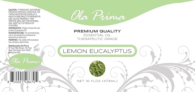 Ola Prima Lemon Eucalyptus Essential Oil - Therapeutic Grade Aromatherapy Oil for Diffuser, Cleaning (16oz Bulk)